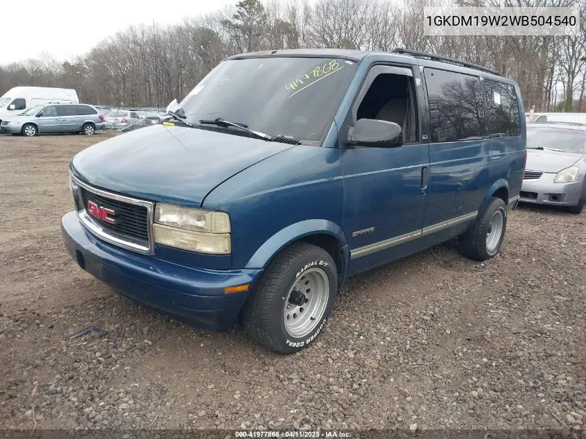 1998 GMC Safari Sle VIN: 1GKDM19W2WB504540 Lot: 41977868
