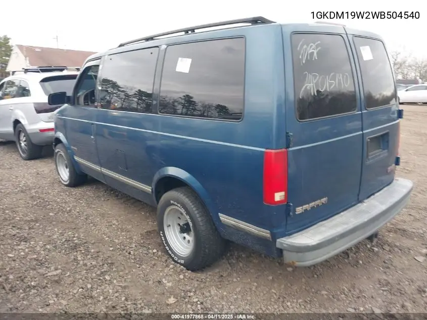 1998 GMC Safari Sle VIN: 1GKDM19W2WB504540 Lot: 41977868