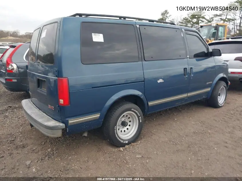 1998 GMC Safari Sle VIN: 1GKDM19W2WB504540 Lot: 41977868