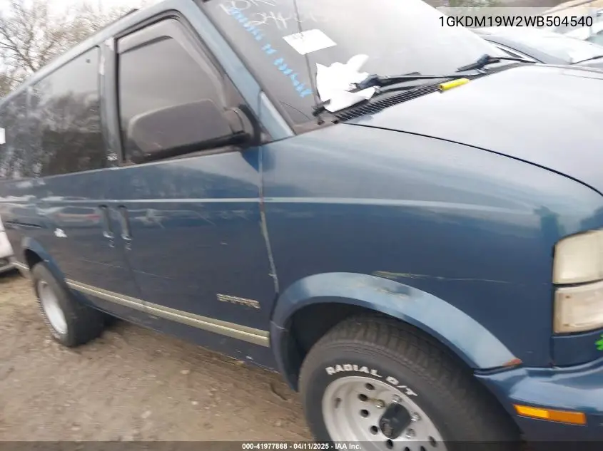 1998 GMC Safari Sle VIN: 1GKDM19W2WB504540 Lot: 41977868