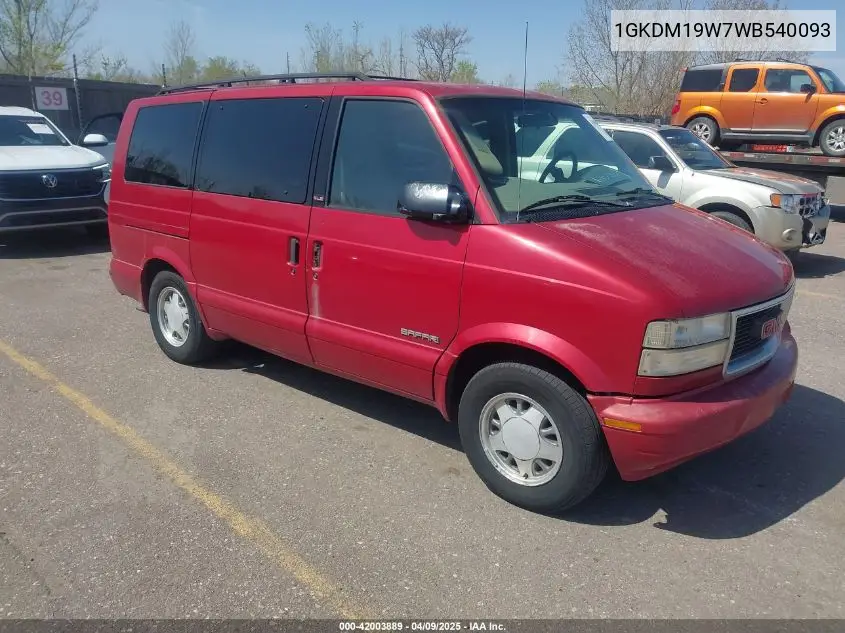 1998 GMC Safari Sle VIN: 1GKDM19W7WB540093 Lot: 42003889