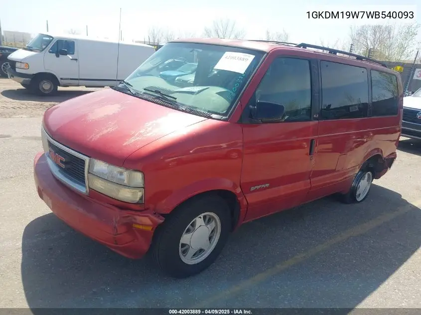 1998 GMC Safari Sle VIN: 1GKDM19W7WB540093 Lot: 42003889