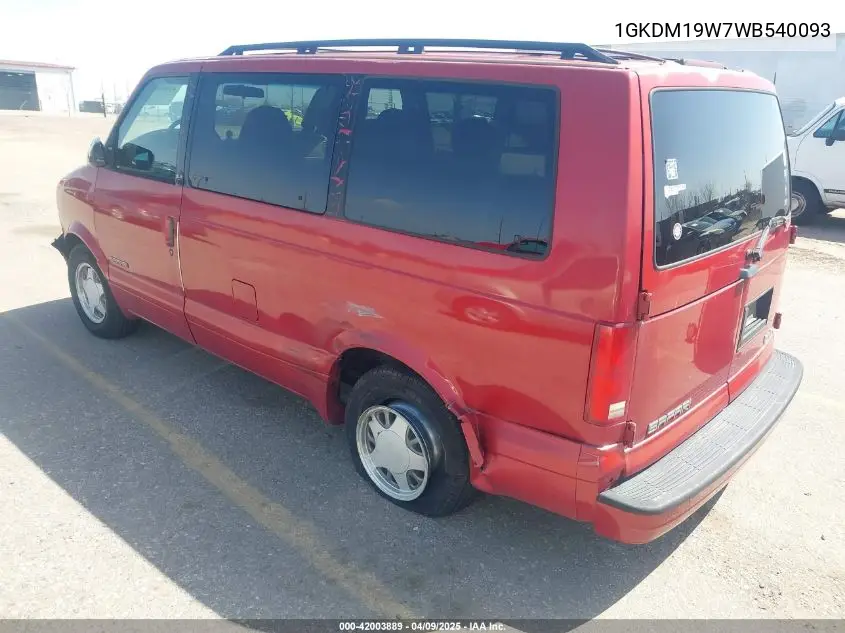 1998 GMC Safari Sle VIN: 1GKDM19W7WB540093 Lot: 42003889