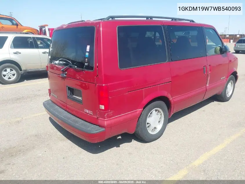 1998 GMC Safari Sle VIN: 1GKDM19W7WB540093 Lot: 42003889