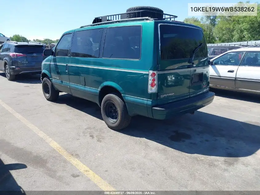 1998 GMC Safari Sle VIN: 1GKEL19W6WB538262 Lot: 42449727
