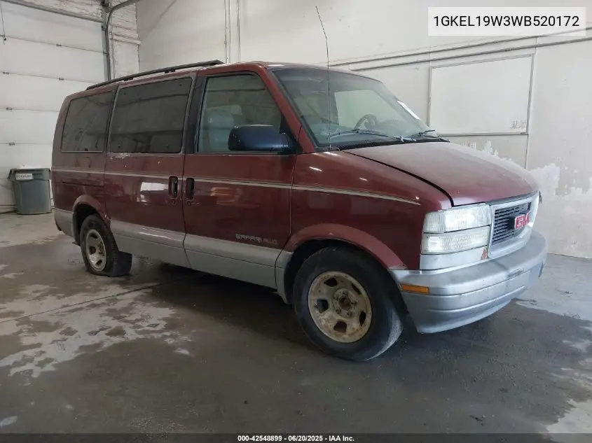 1998 GMC Safari Sle VIN: 1GKEL19W3WB520172 Lot: 42548899