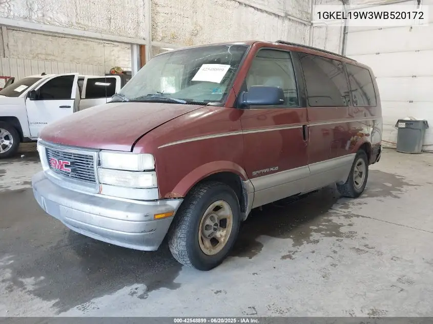 1998 GMC Safari Sle VIN: 1GKEL19W3WB520172 Lot: 42548899