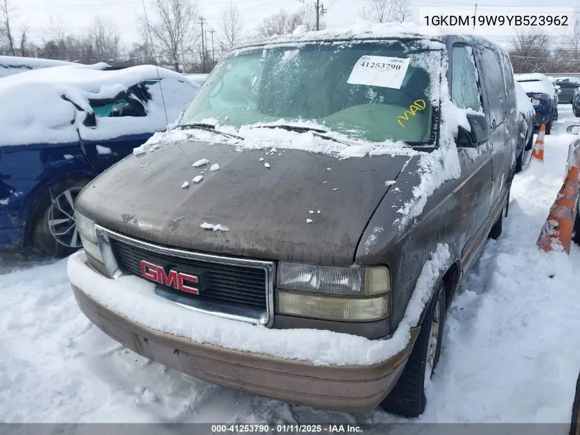 2000 GMC Safari Sl VIN: 1GKDM19W9YB523962 Lot: 41253790