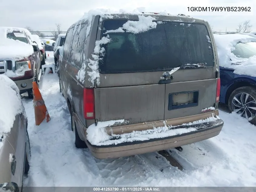 2000 GMC Safari Sl VIN: 1GKDM19W9YB523962 Lot: 41253790