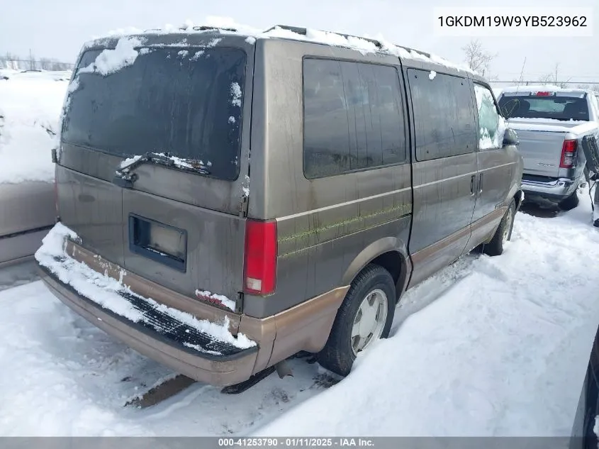 2000 GMC Safari Sl VIN: 1GKDM19W9YB523962 Lot: 41253790