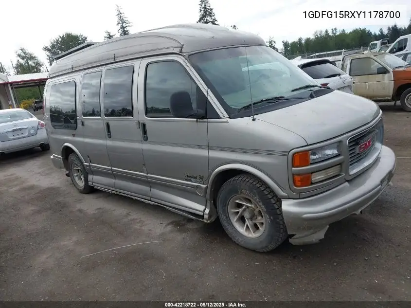 2000 GMC Savana Rv VIN: 1GDFG15RXY1178700 Lot: 42218722