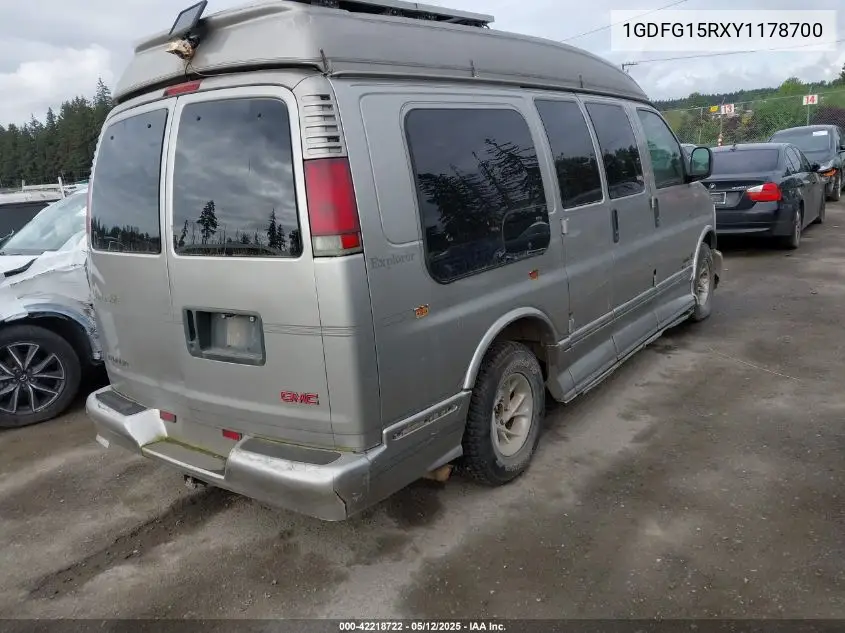 2000 GMC Savana Rv VIN: 1GDFG15RXY1178700 Lot: 42218722