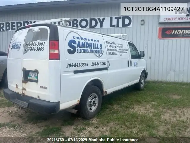 2010 GMC Savana 3500 Standard VIN: 1GT2GTBG4A1109427 Lot: 20216760