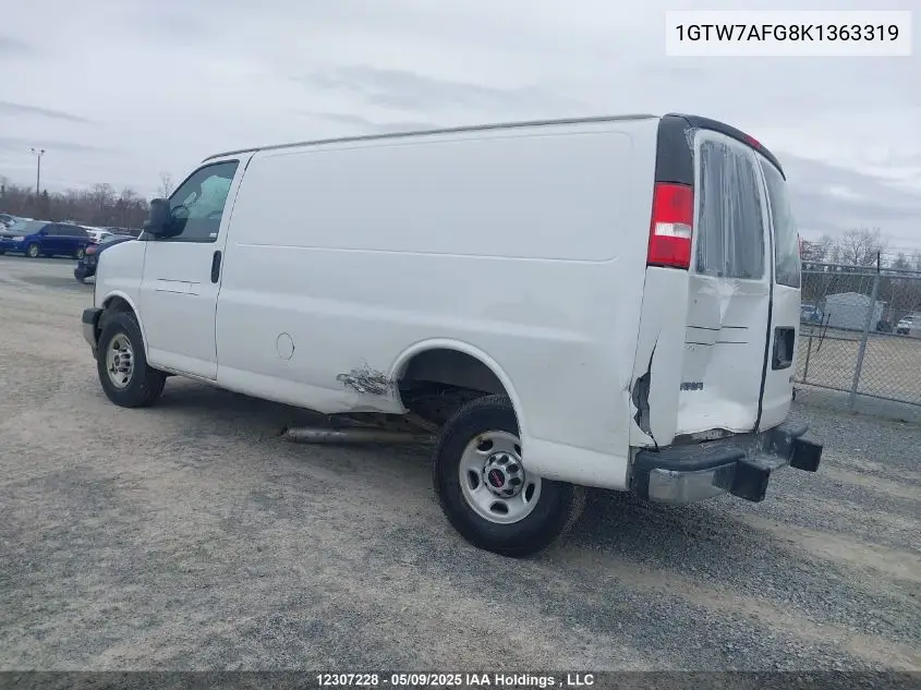 2019 GMC Savana 2500 Work Van VIN: 1GTW7AFG8K1363319 Lot: 12307228