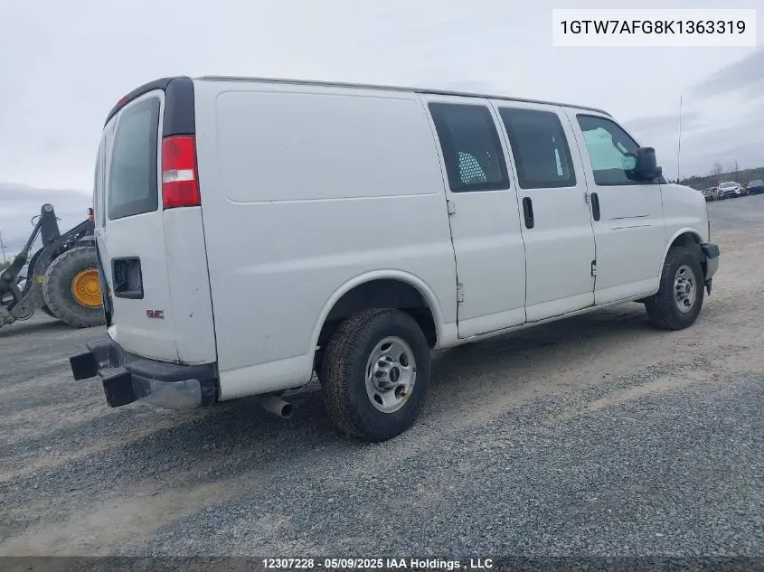 2019 GMC Savana 2500 Work Van VIN: 1GTW7AFG8K1363319 Lot: 12307228