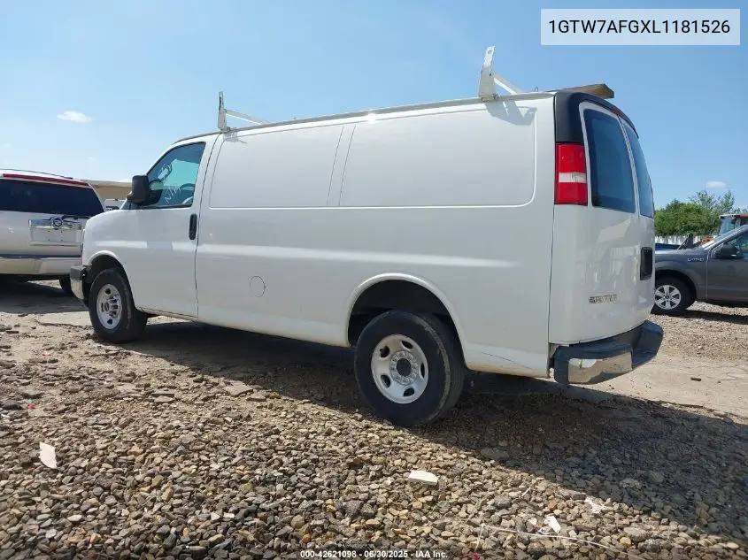 2020 GMC Savana Cargo Rwd 2500 Regular Wheelbase Work Van VIN: 1GTW7AFGXL1181526 Lot: 42621098