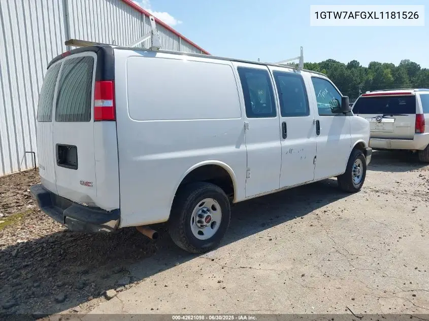 2020 GMC Savana Cargo Rwd 2500 Regular Wheelbase Work Van VIN: 1GTW7AFGXL1181526 Lot: 42621098