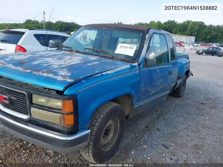 1992 GMC Sierra C1500 VIN: 2GTEC19K4N1538882 Lot: 42582383