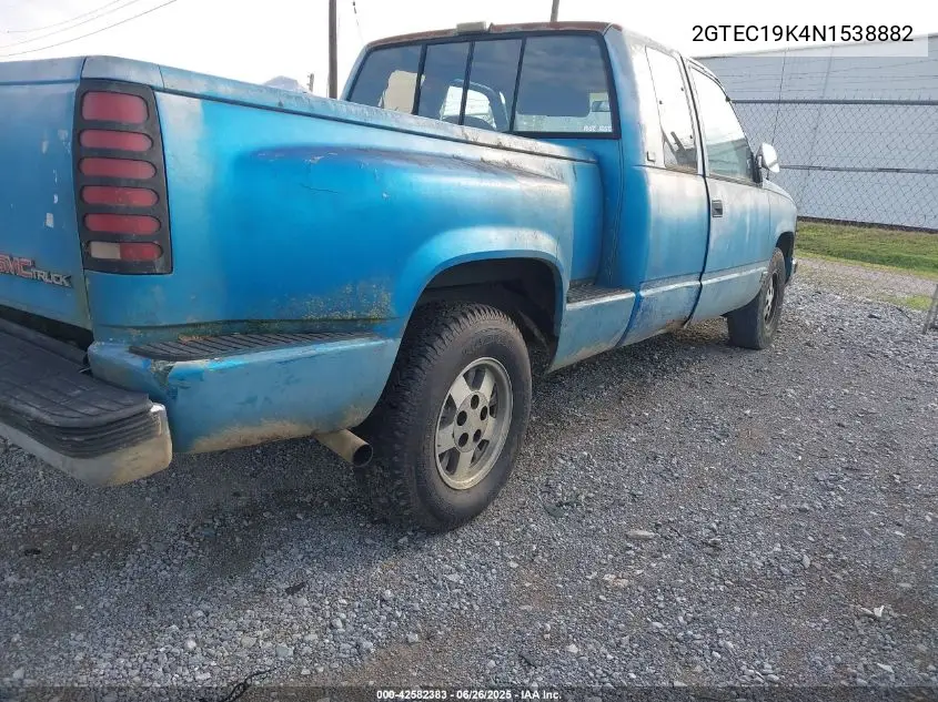 1992 GMC Sierra C1500 VIN: 2GTEC19K4N1538882 Lot: 42582383