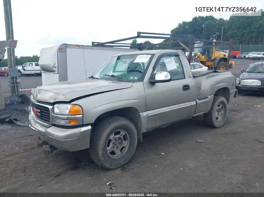 2000 GMC Sierra 1500 Sle VIN: 1GTEK14T7YZ356642 Lot: 42623701