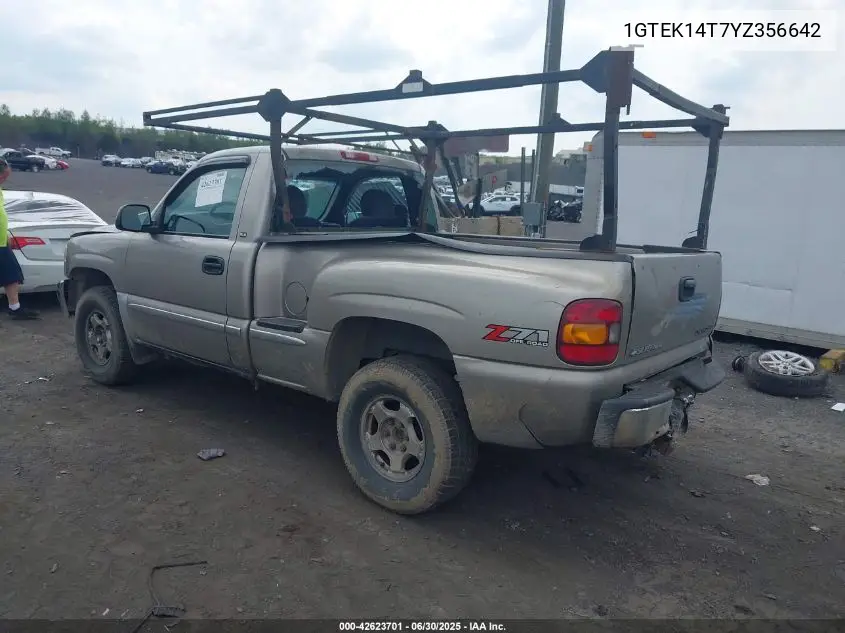 2000 GMC Sierra 1500 Sle VIN: 1GTEK14T7YZ356642 Lot: 42623701