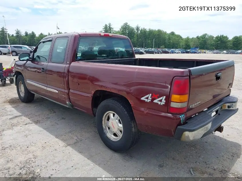 2001 GMC Sierra 1500 Sle VIN: 2GTEK19TX11375399 Lot: 42604325