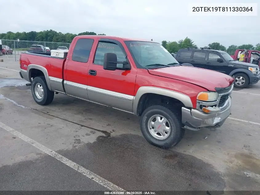 2001 GMC Sierra 1500 Sle VIN: 2GTEK19T811330364 Lot: 42623366