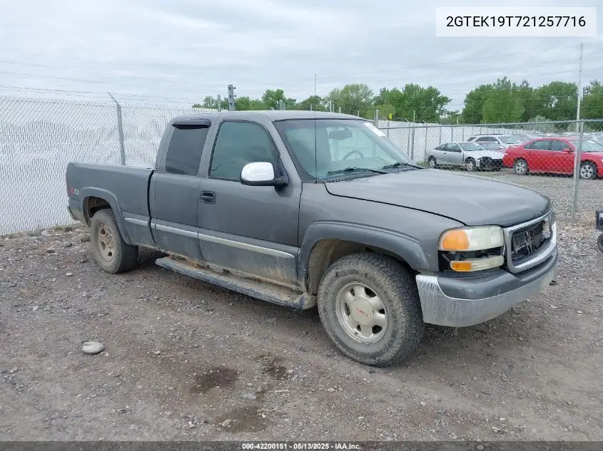 2002 GMC Sierra 1500 Sle VIN: 2GTEK19T721257716 Lot: 42200151