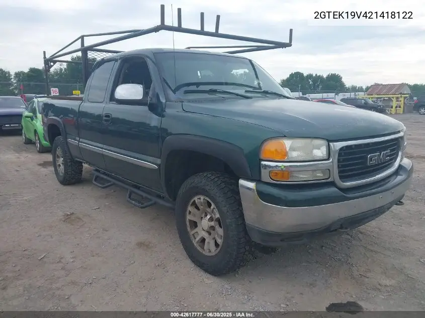 2002 GMC Sierra 1500 Sle VIN: 2GTEK19V421418122 Lot: 42617777