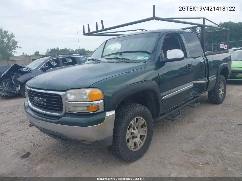 2002 GMC Sierra 1500 Sle VIN: 2GTEK19V421418122 Lot: 42617777
