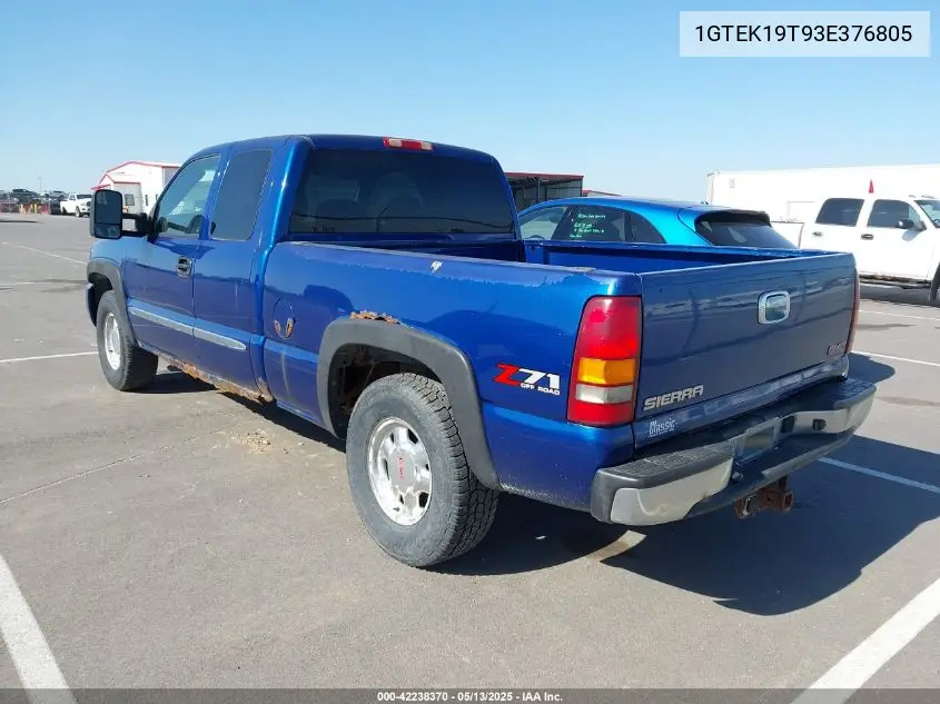 2003 GMC Sierra 1500 Sle VIN: 1GTEK19T93E376805 Lot: 42238370