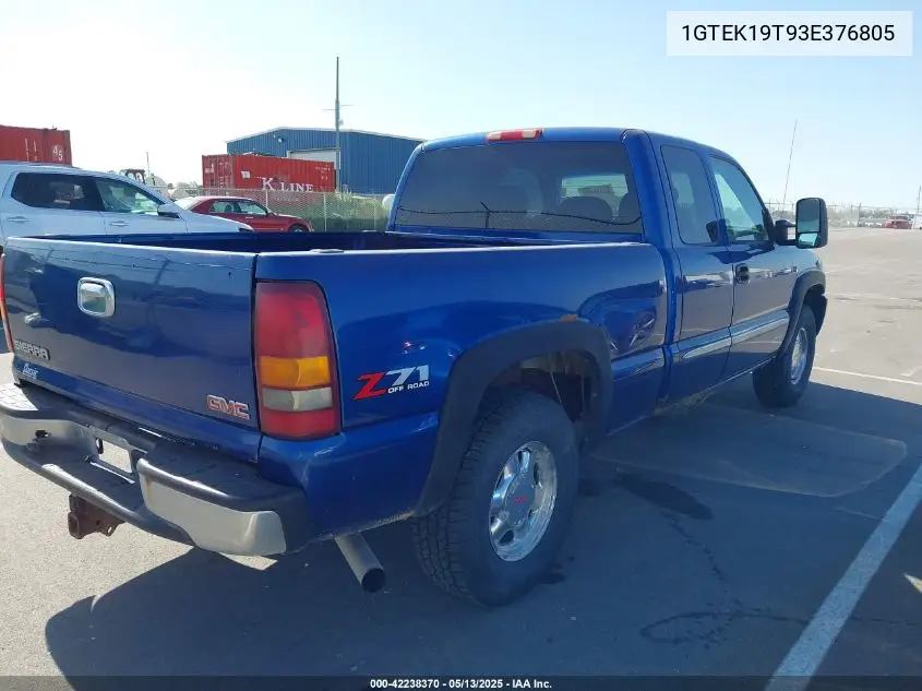 2003 GMC Sierra 1500 Sle VIN: 1GTEK19T93E376805 Lot: 42238370