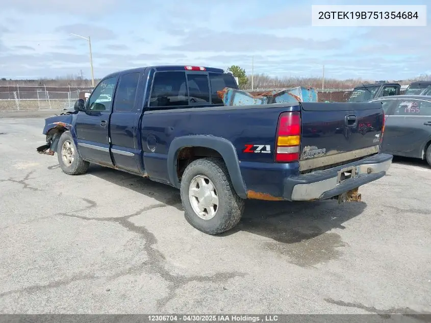 2005 GMC Sierra 1500 Sl/Sle/Slt VIN: 2GTEK19B751354684 Lot: 12306704X