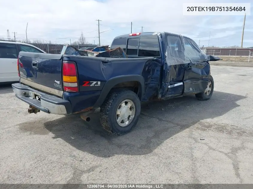 2005 GMC Sierra 1500 Sl/Sle/Slt VIN: 2GTEK19B751354684 Lot: 12306704X