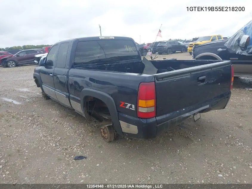 2005 GMC Sierra 1500 Sl/Sle/Slt VIN: 1GTEK19B55E218200 Lot: 12354948X