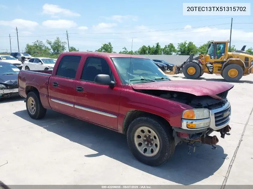 2005 GMC Sierra 1500 Sle VIN: 2GTEC13TX51315702 Lot: 42206055