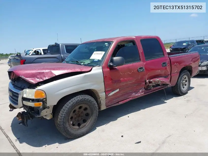 2005 GMC Sierra 1500 Sle VIN: 2GTEC13TX51315702 Lot: 42206055