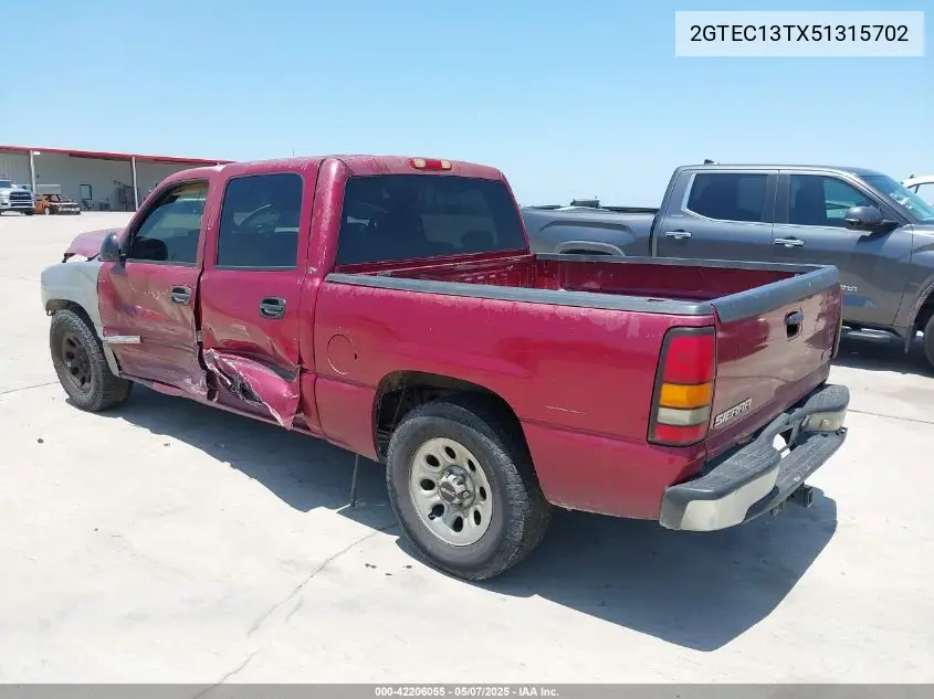 2005 GMC Sierra 1500 Sle VIN: 2GTEC13TX51315702 Lot: 42206055