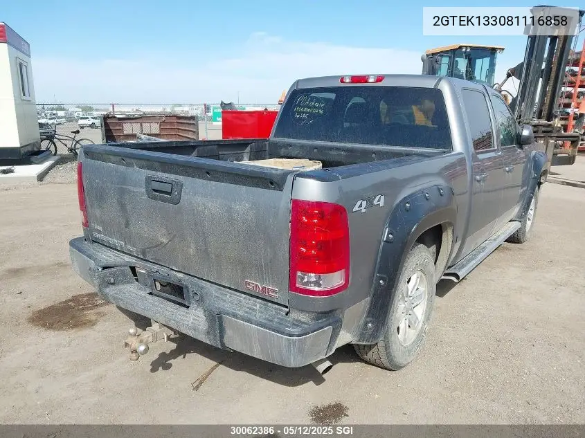 2008 GMC Sierra K1500 VIN: 2GTEK133081116858 Lot: 30062386