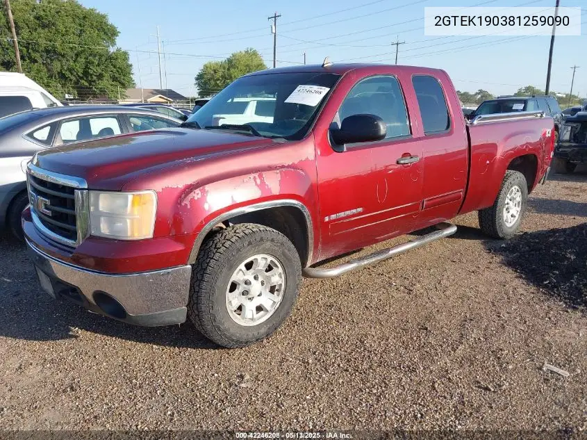2008 GMC Sierra 1500 Sle1 VIN: 2GTEK190381259090 Lot: 42246208