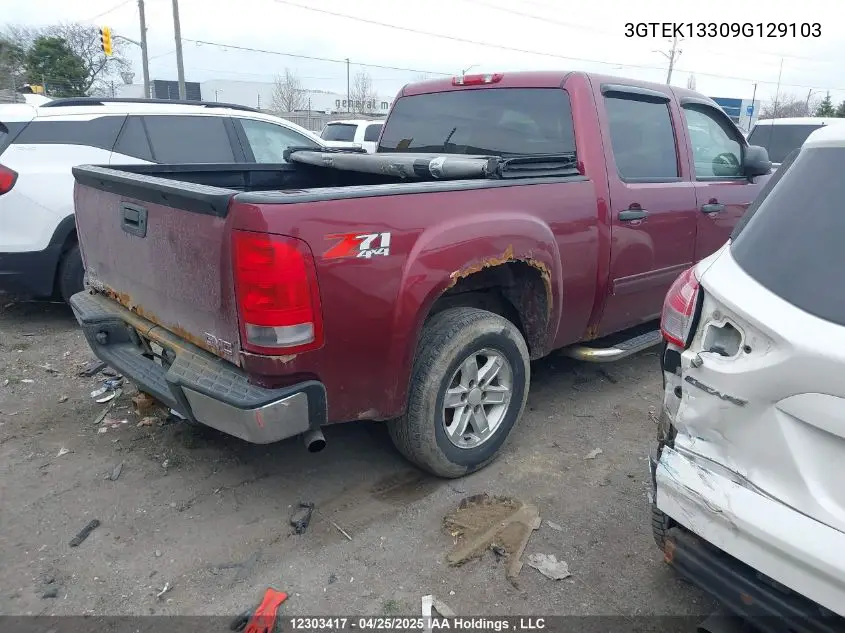 2009 GMC Sierra K1500 VIN: 3GTEK13309G129103 Lot: 12303417