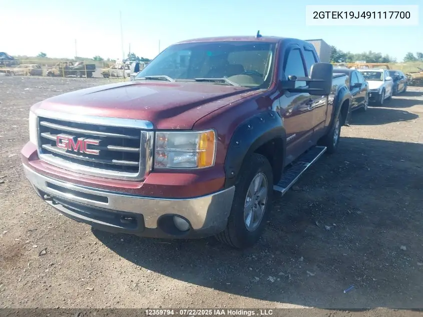 2009 GMC Sierra K1500 VIN: 2GTEK19J491117700 Lot: 12359794