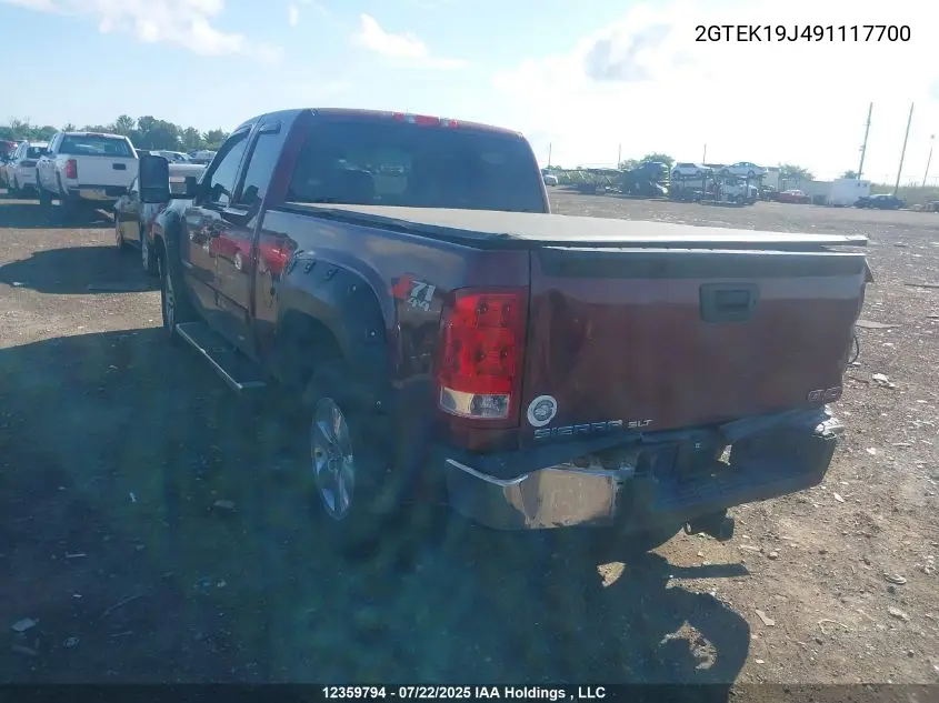 2009 GMC Sierra K1500 VIN: 2GTEK19J491117700 Lot: 12359794