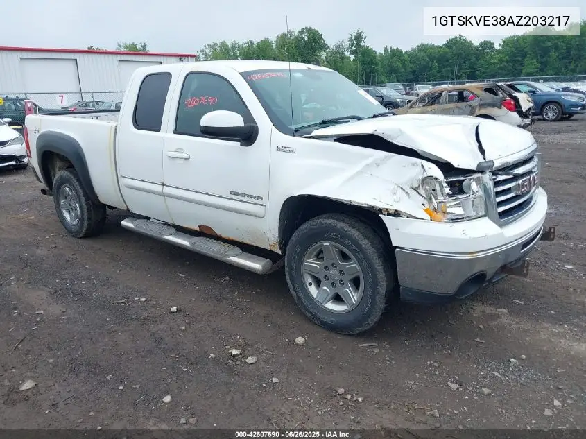 2010 GMC Sierra 1500 Sle VIN: 1GTSKVE38AZ203217 Lot: 42607690