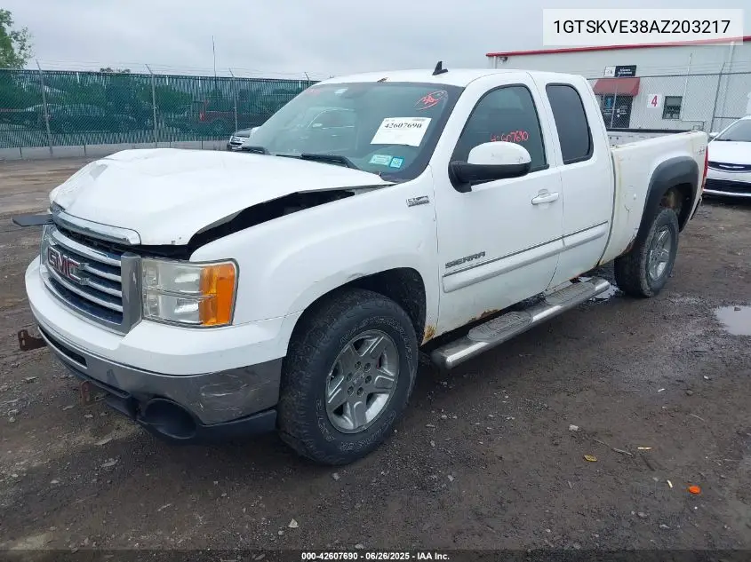 2010 GMC Sierra 1500 Sle VIN: 1GTSKVE38AZ203217 Lot: 42607690