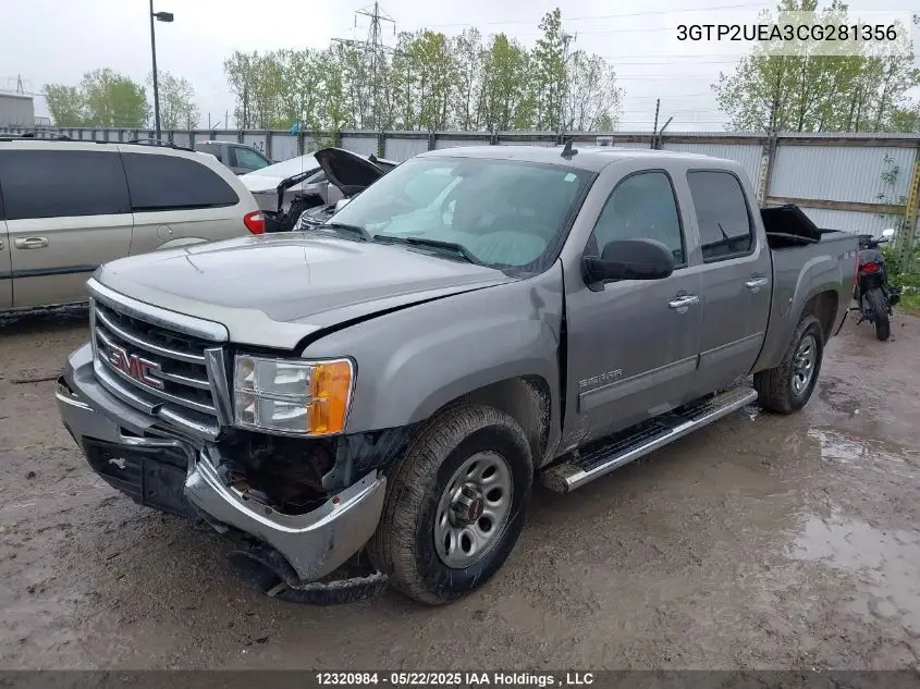 2012 GMC Sierra K1500 Sl VIN: 3GTP2UEA3CG281356 Lot: 12320984