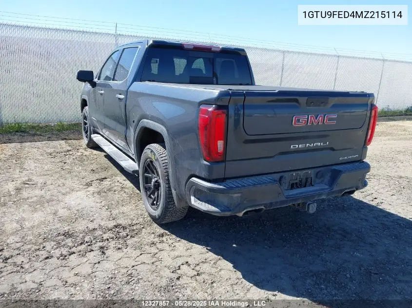 2021 GMC Sierra K1500 Denali VIN: 1GTU9FED4MZ215114 Lot: 12327857