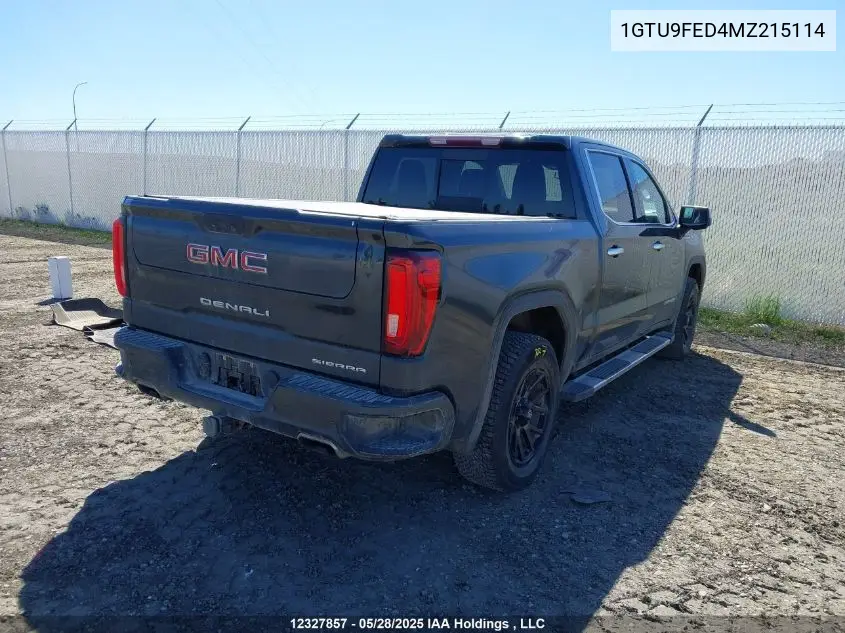 2021 GMC Sierra K1500 Denali VIN: 1GTU9FED4MZ215114 Lot: 12327857