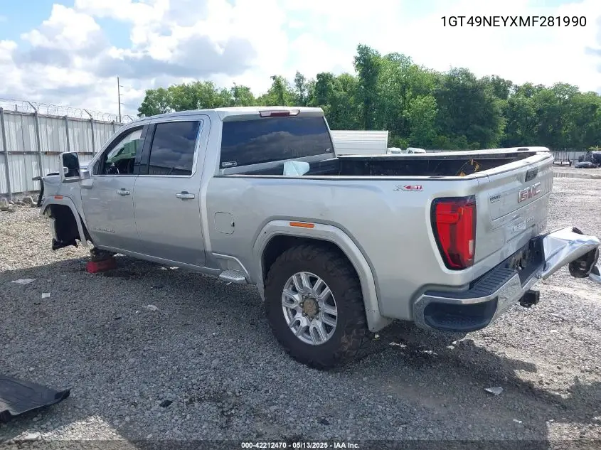2021 GMC Sierra 2500Hd 4Wd Standard Bed Slt VIN: 1GT49NEYXMF281990 Lot: 42212470