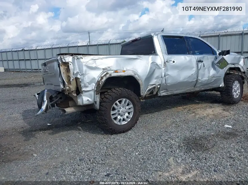 2021 GMC Sierra 2500Hd 4Wd Standard Bed Slt VIN: 1GT49NEYXMF281990 Lot: 42212470